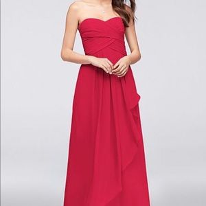 David's Bridal Cherry Crinkle Chiffon Dress